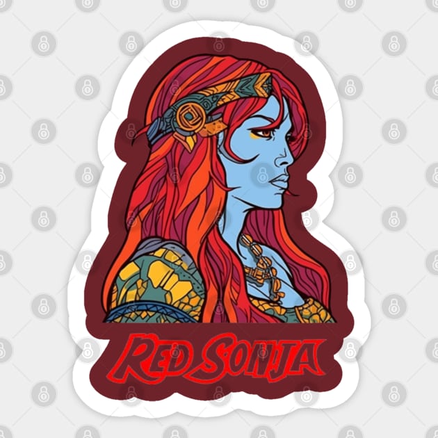 Red Sonja Graffiti Profile and Logo Sticker by ForbiddenGeek